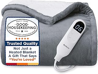 Bedsure Heated Blanket Throw Blanket - Fast Heating Electric Blanket, GentleSoft Flannel Heated Throw with 4 Time Settings, 6 Heating Settings, Warm Gifts for Grandma (50x60 inches, Grey)