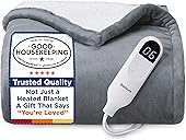 Bedsure Heated Blanket Throw Blanket - Fast Heating Electric Blanket, Soft Flannel Heated Throw with 4 Time Settings, 6 Heating Settings, Warm Gifts for Grandma & Grandpa & Seniors (50“x60”, Grey)