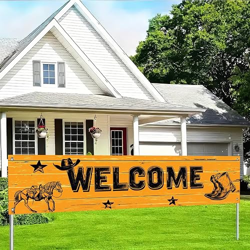 BlissYard Western Welcome Banner 118x20 Inch Cowboy Welcome Sign for