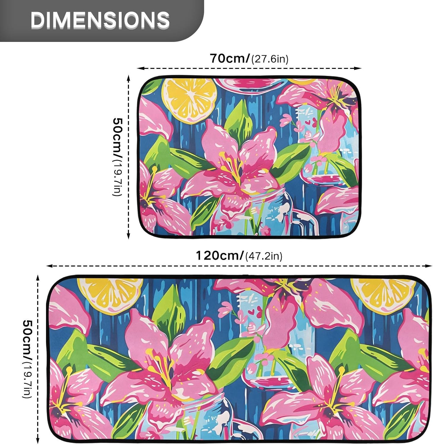 Lily Pulitzer Mason Jars Kitchen Rugs and Mats 2 Pieces Anti Fatigue Kitchen Mat Set Non Slip Bath Mat Entry Floor Carpet Door Mat Runner 20"x28"+20"x47"