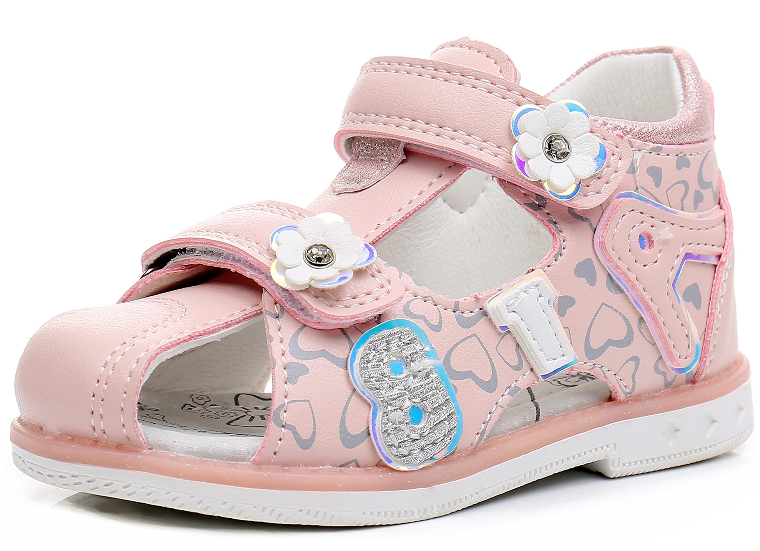 Ahannie Toddler Boys Girls Double Adjustable Strap Closed-Toe Orthopedic Sandals, Kids Summer Sandals with Arch Support