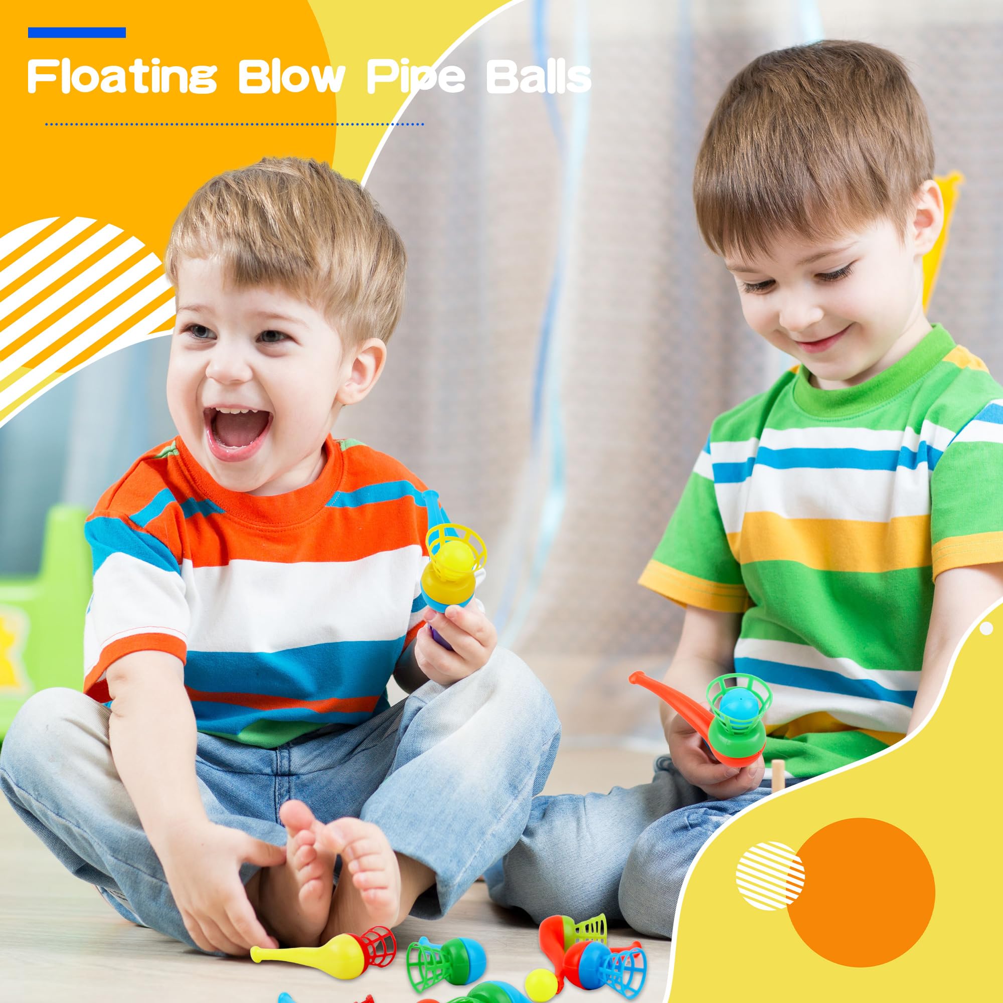40 piezas de bolas flotantes de tubo de soplado de bolas de color aleatorio, juguete de balanza de juguete para niños, suministros de fiesta de bola de soplado 5