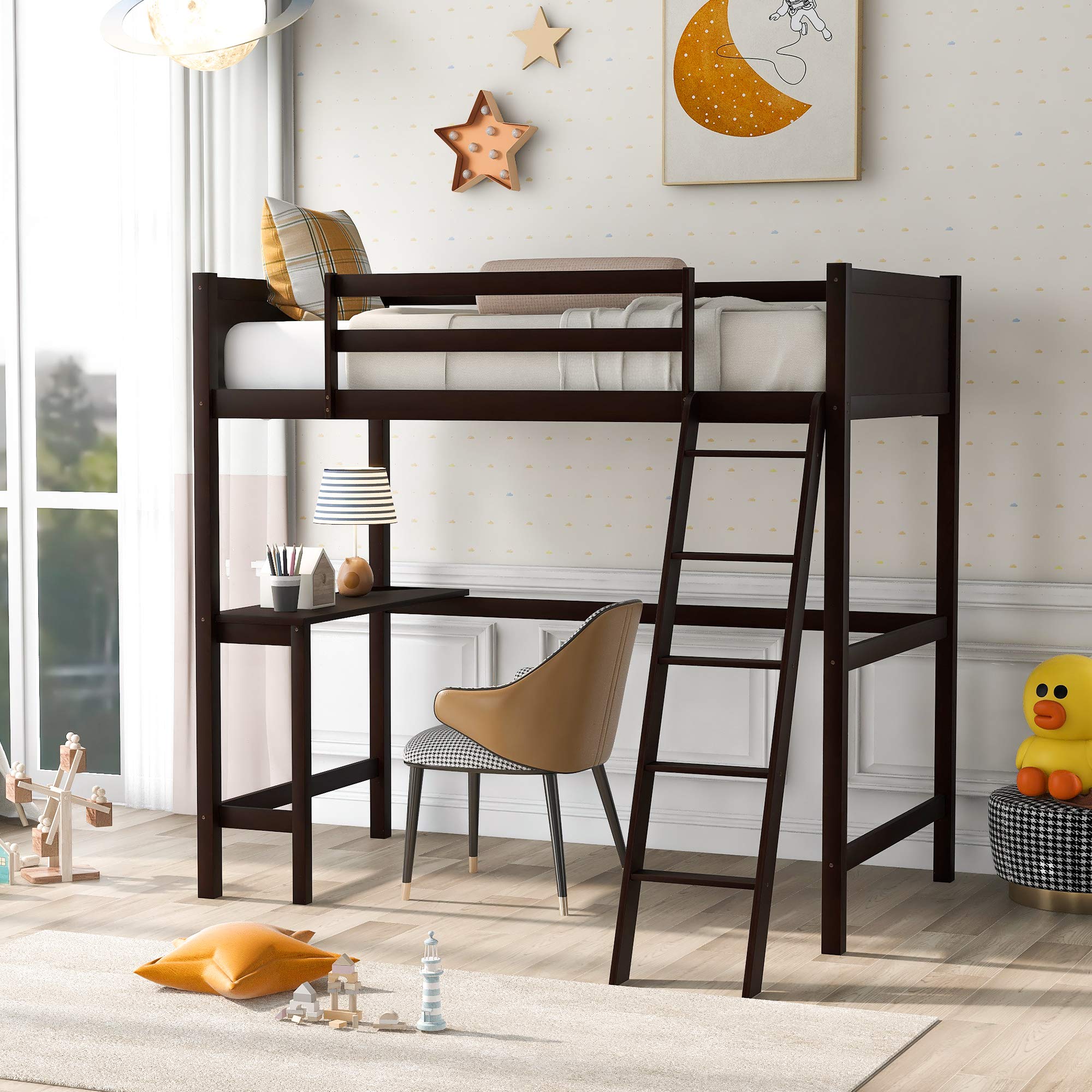 Buy Livspace Twin Size Loft Bed with Desk and Ladder, Loftbed Frame