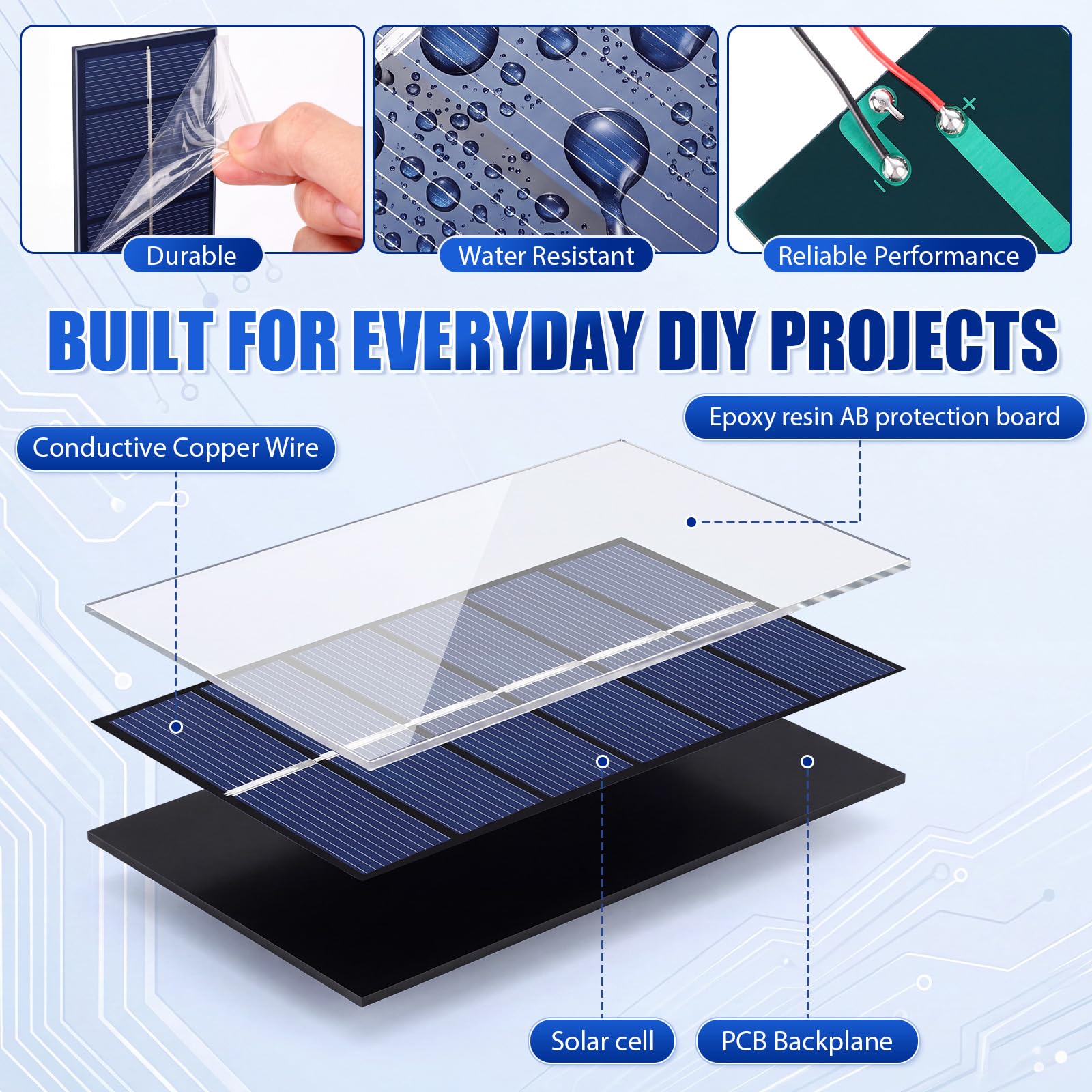 Kanayu 20 paneles solares pequeños a granel de 5 V, 200 mA, mini células solares policristalinas, kits de sistema de bricolaje, módulo de panel solar epoxi, cargador de células fotovoltaicas, 110 x 60