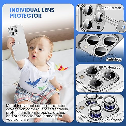 Miniatura 109 de Xfilm Protector de lente de cámara Bling para iPhone 14 Pro/14 Pro Max, dureza 9H a prueba de rayones, protector de anillo individual de metal