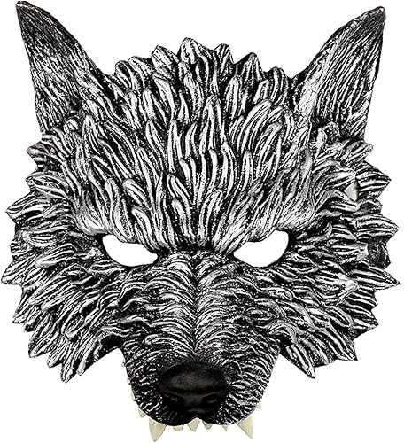 JOYFISCO Máscara de lobo para Halloween, media cara, máscara de hombre lobo, para fiesta de máscaras, cosplay, disfraz