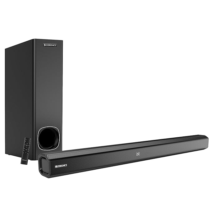 ZEBRONICS Zeb-Juke BAR 3900 Wireless Bluetooth Soundbar with Subwoofer Supporting Wall Mount, USB, AUX, Coaxial in, HDMI ARC & Remote Control. (80 Watt, 2.1 Channel)