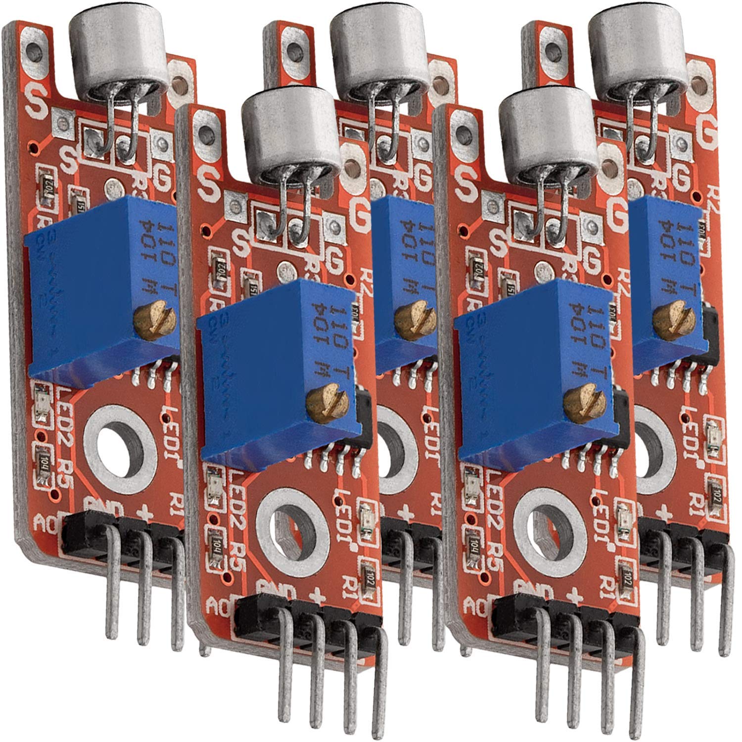 AZDelivery 5 x KY-038 Mikrofon przechwytywania dźwięku moduł głos czujnik dźwięku kompatybilny z Arduino, tym eBook!