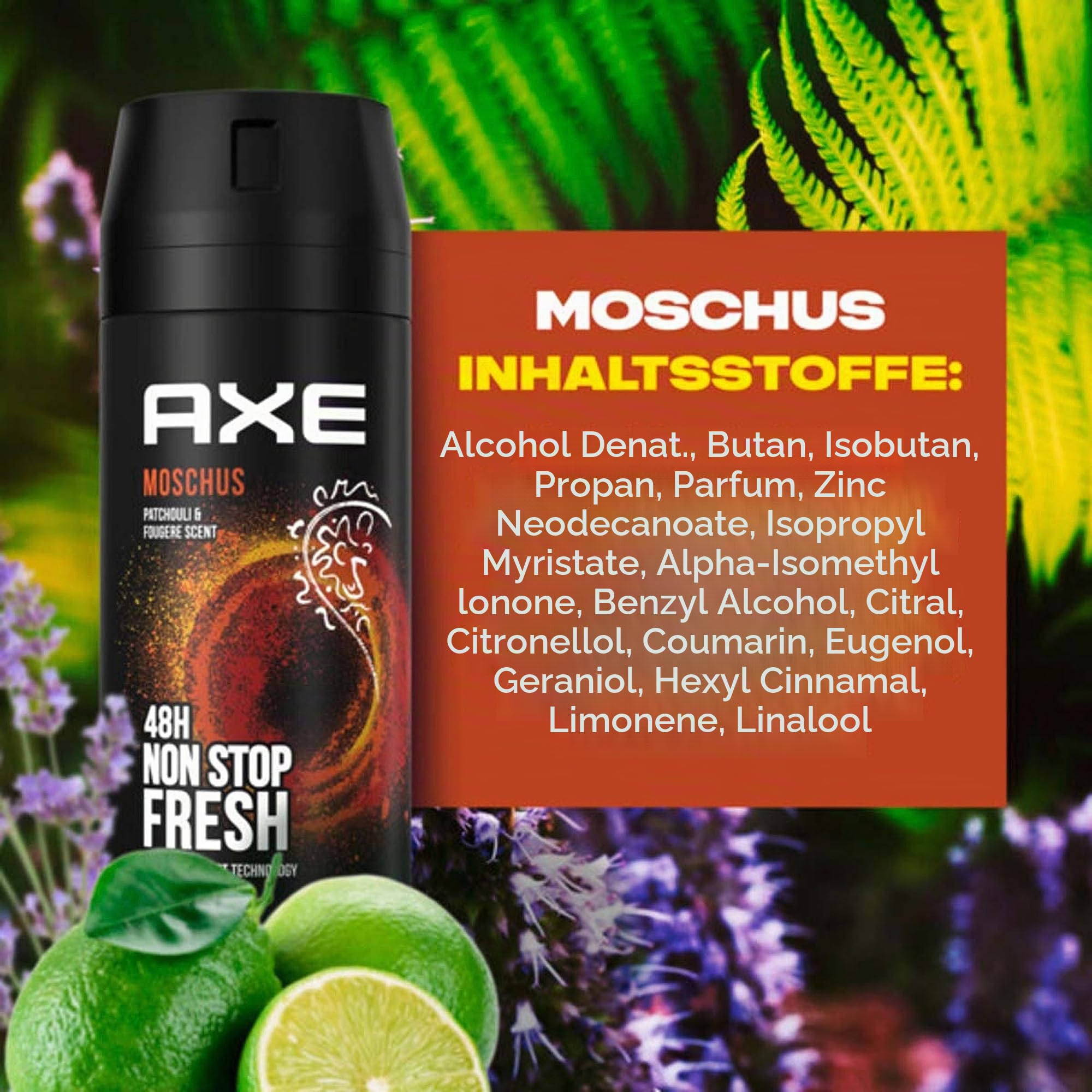 AXE Bodyspray Moschus Deo 24x 150ml Deospray Deodorant Männerdeo ohne Aluminium Herren Männer Men