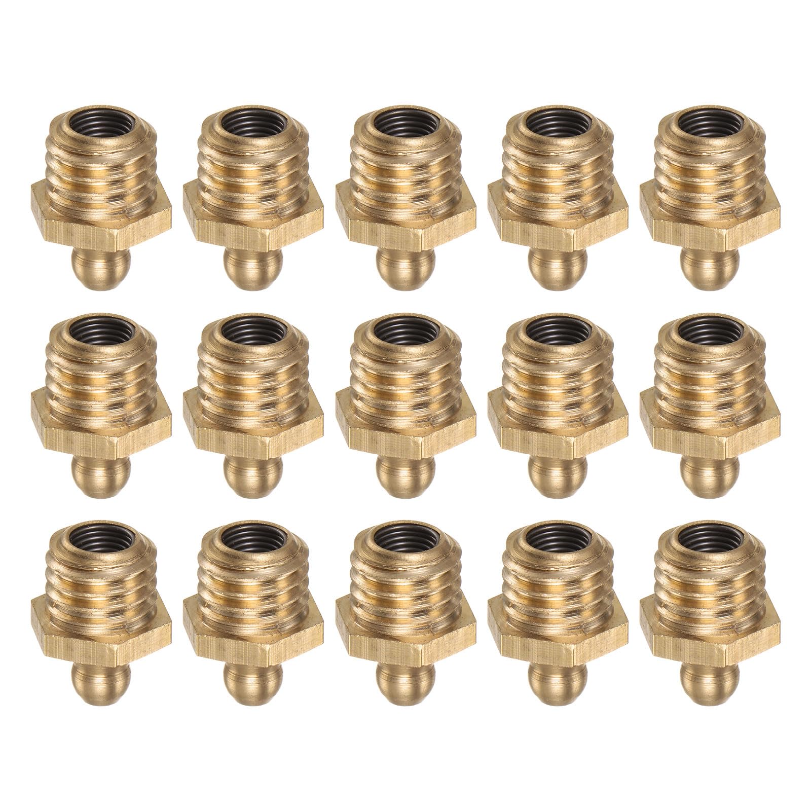 HARFINGTON 15pcs Brass Straight Grease Fitting M12x1.75mm Metric Thread Hydraulic Grease Nipple Accessories for Car