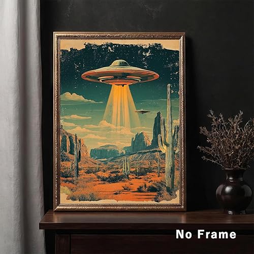 Miniatura 4 de Tevenuktla Arte de pared retro de los años 70, arte de extraterrestre para sala de estar, arte de pared retro alienígena extraterrestre, lienzo de
