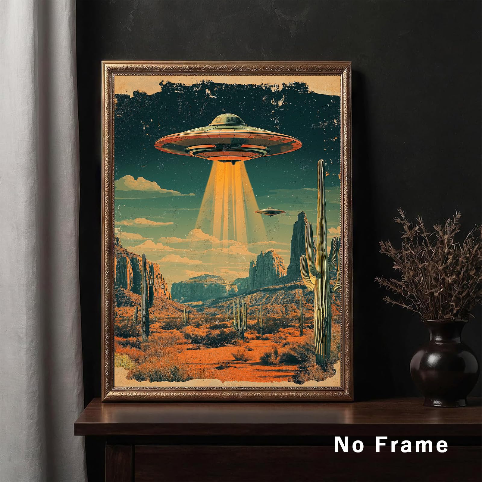 Amazon.com: Tevenuktla Retro 70's Desert Ufo Wall Art Alien Art