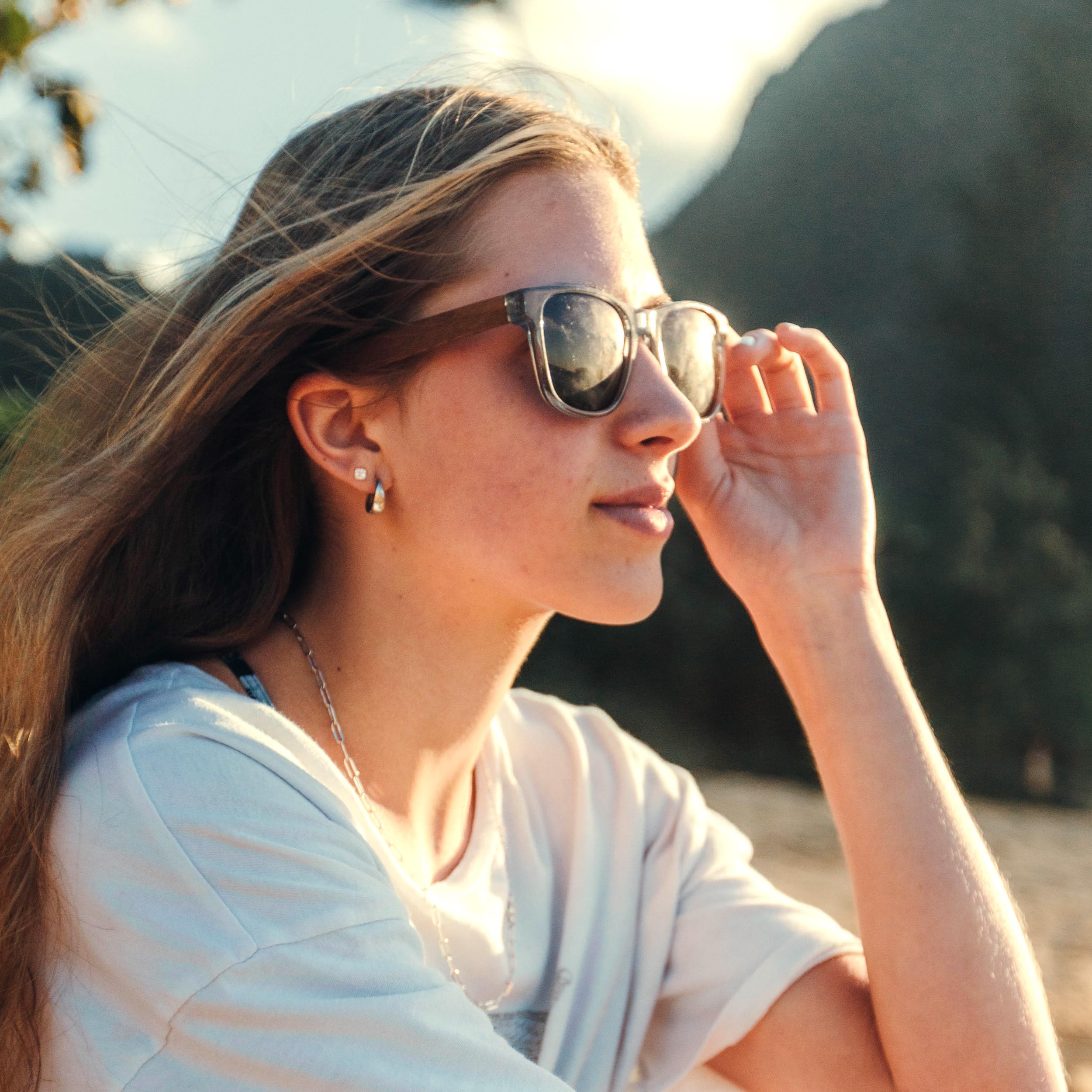 Gafas de sol de madera hombre y mujer | Polarizadas Patillas de madera | Montura de acetato negro o transparente | Gafas de sol oscuras lentes Protección UV400 | Gafas de sol mujer y hombre