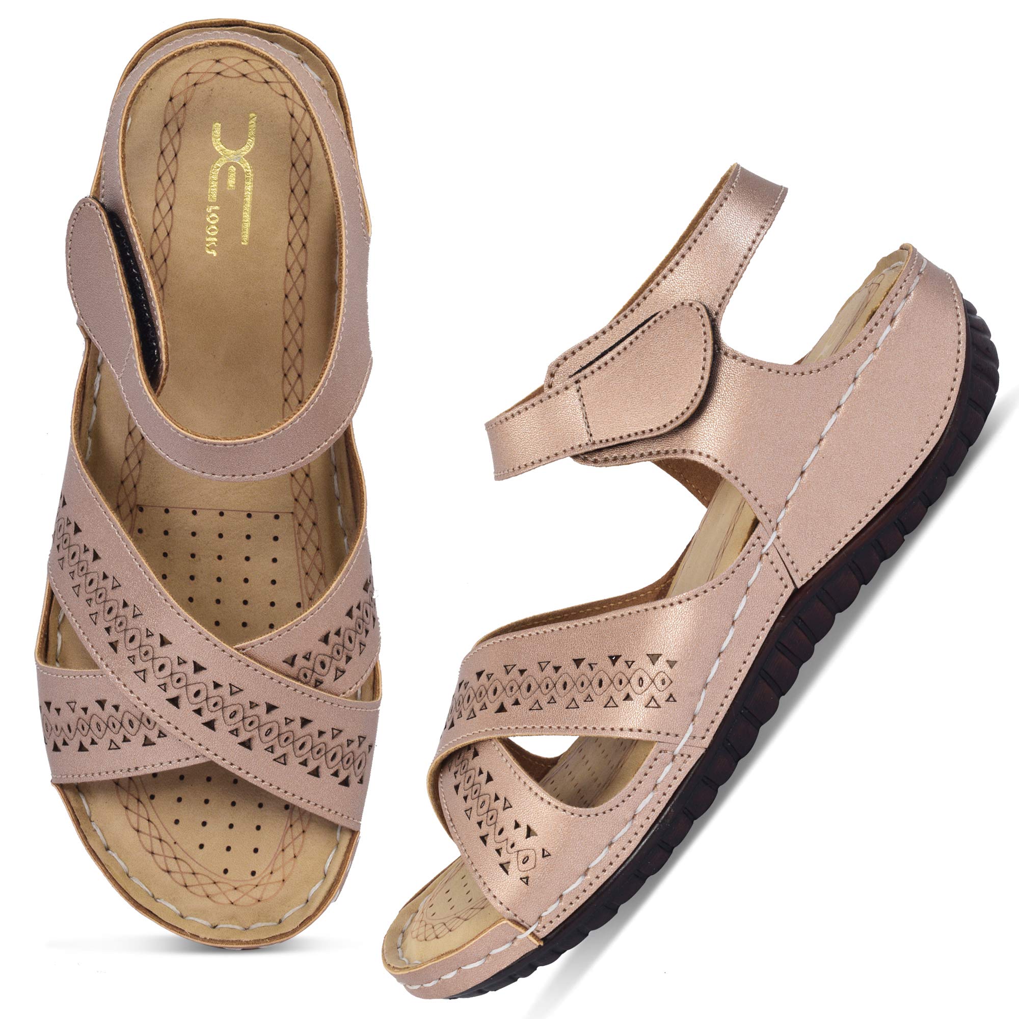 XE Looks Doctor Sole Stylish Laser Cut Cross Strap Sandals For Women UK-5 (B0D5Y3Q881) Amazon Price History, Amazon Price Tracker