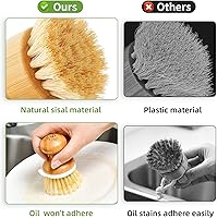 Vista 4 de SUBEKYU Cepillo de Bambú para Platos, Cepillo Fregador de Platos de Cocina con Dispensador de Jabón, Cepillo Natural de Madera para Lavar