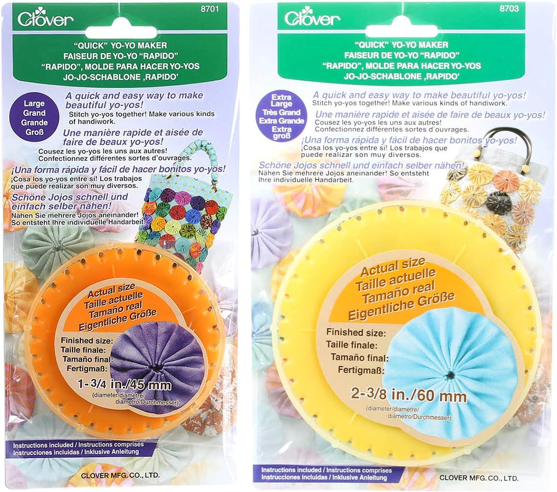 Clover Bundle of Two (2) Quick Yo-Yo Makers: Large (makes 1.75" yo-yos), and Extra Large (makes 2-3/8" yo-yos)