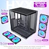 H1 ATX PC Case-Pre-Installed 7 PWM ARGB Fans, Dual Chamber Mid-Tower Gaming PC Case, with Type-C, Simultaneous Installation of 3x 360mm Radiators, Black (Black, H1)