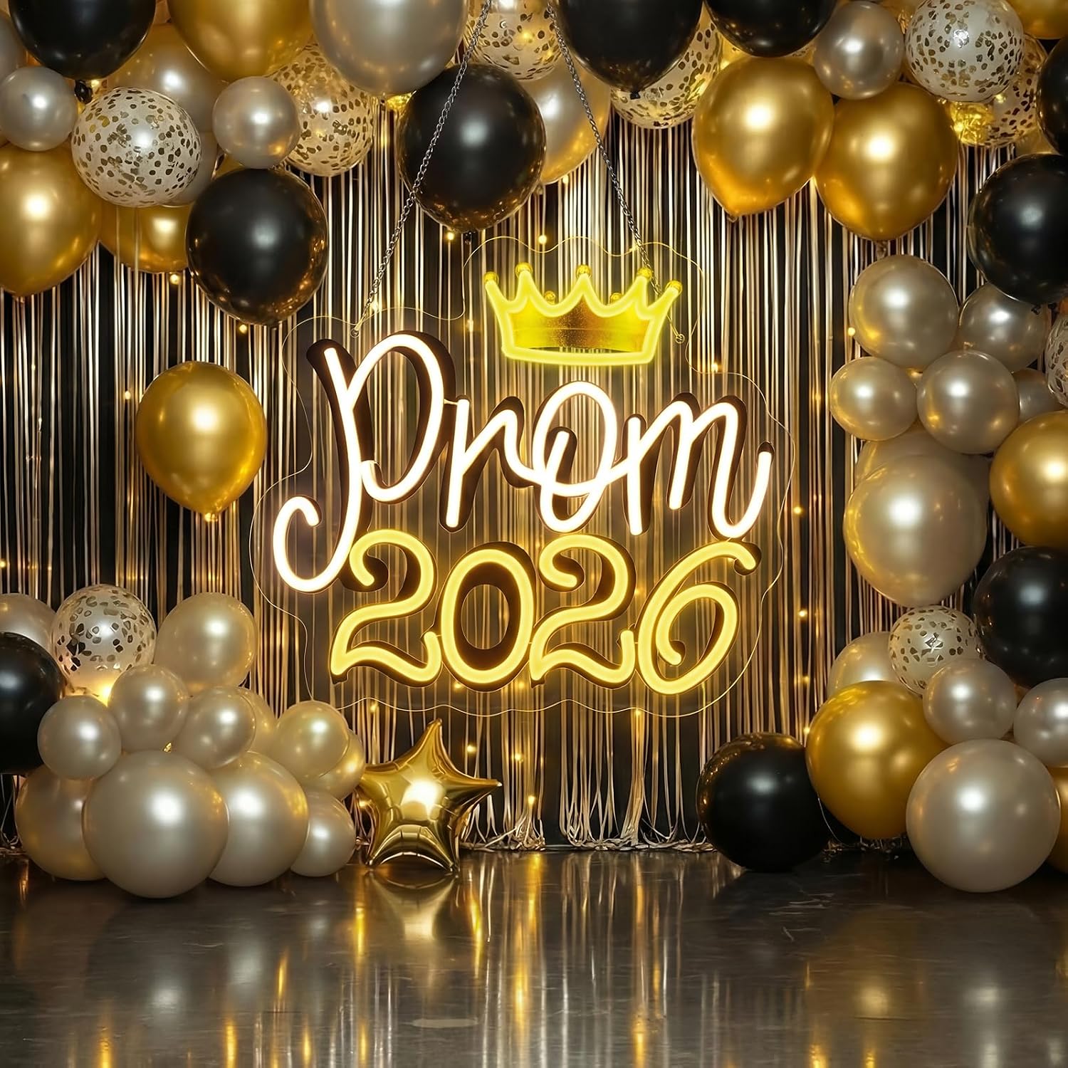 Baquler Light up Prom 2026 LED Neon Sign with Crown 15 x 13 Adjustable Hanging LED Light Sign for Photos Prom Party Class of 2026 Celebrations Graduation Gift for Dorm Backdrop Room Decor