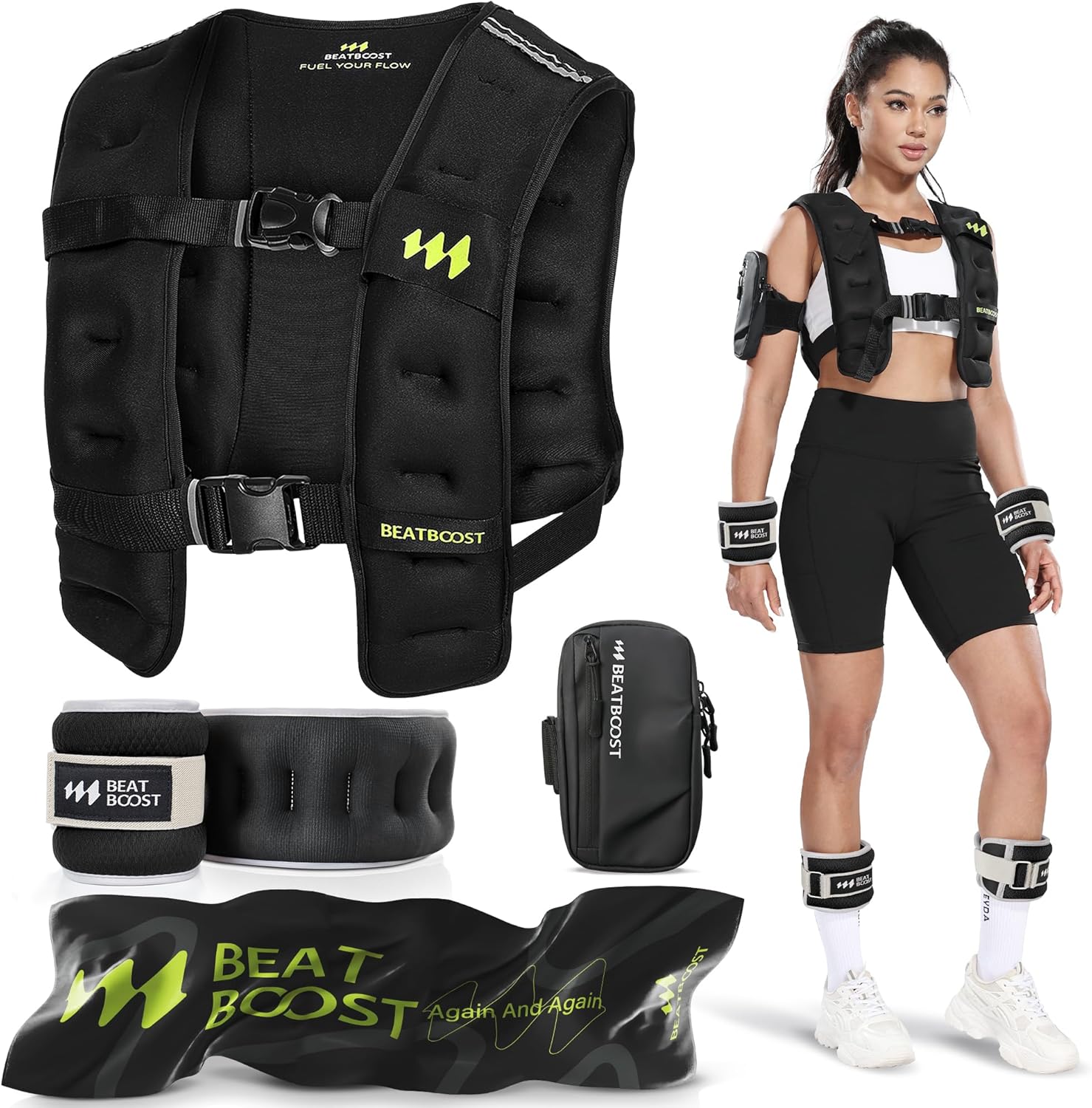 Weighted Vest for Women Men BeatBoost 10lb/15lb/20lb/25lb/30lb/35lb/40lb Weight Vest with Ironsand for Strength Training Running Walking Workout