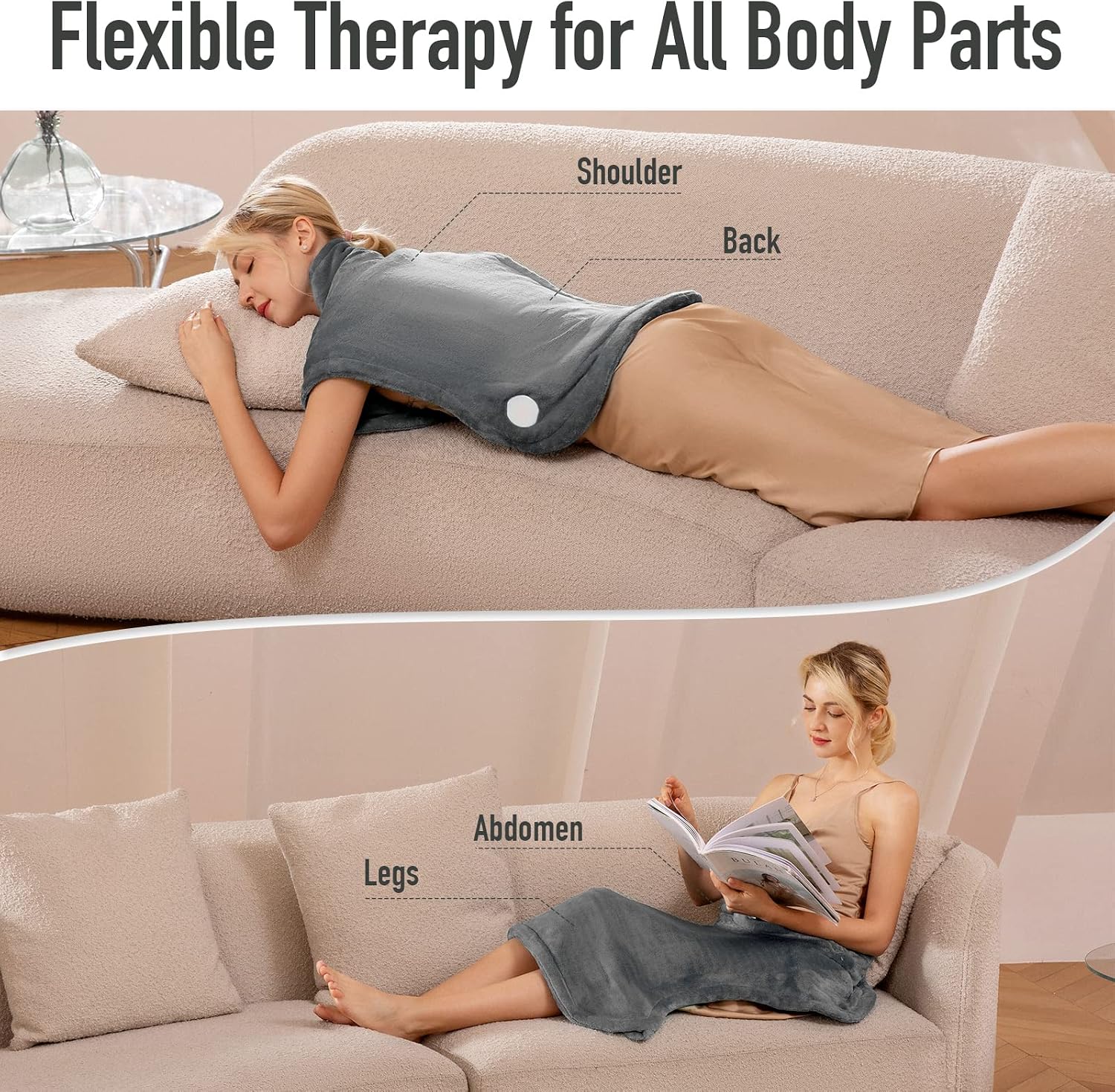 Large Heating Pad for Back and Shoulder Pain Relief, Electric Heated Wrap with Fast Heating and 4 Heat Settings, 2 Hours Auto Shut Off Wearable Heating Pad Neck and Shoulder Wrap 24" x 34" Washable
