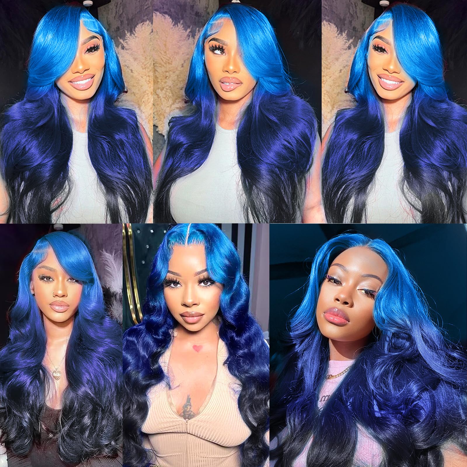 The blue beauty lace front ombré wig Amazon.com : Light Blue to Dark Blue Ombre Lace Front Wig  main image 4