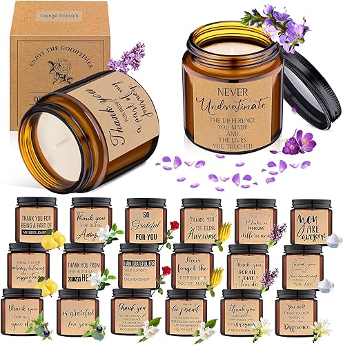 Vista 50 de MTLEE 20 velas de regalo de agradecimiento de 3.5 onzas de apreciación de los empleados, velas inspiradoras de cera de soja perfumadas, regalo