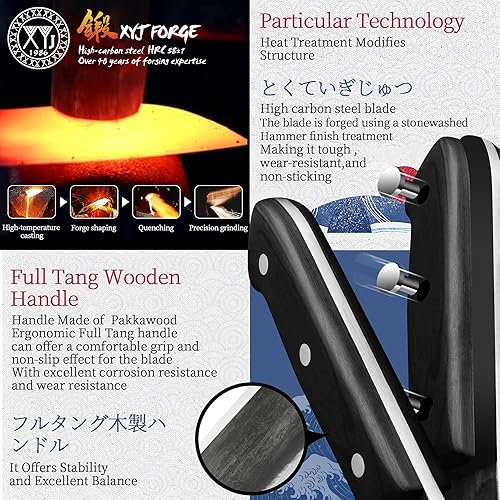 Miniatura 3 de Cuchillo de chef serbio de tanga completa, cuchillo de carnicero, cuchillos de cocina, juego con funda de cuero, para llevar, de carnicero (20.32 cm)