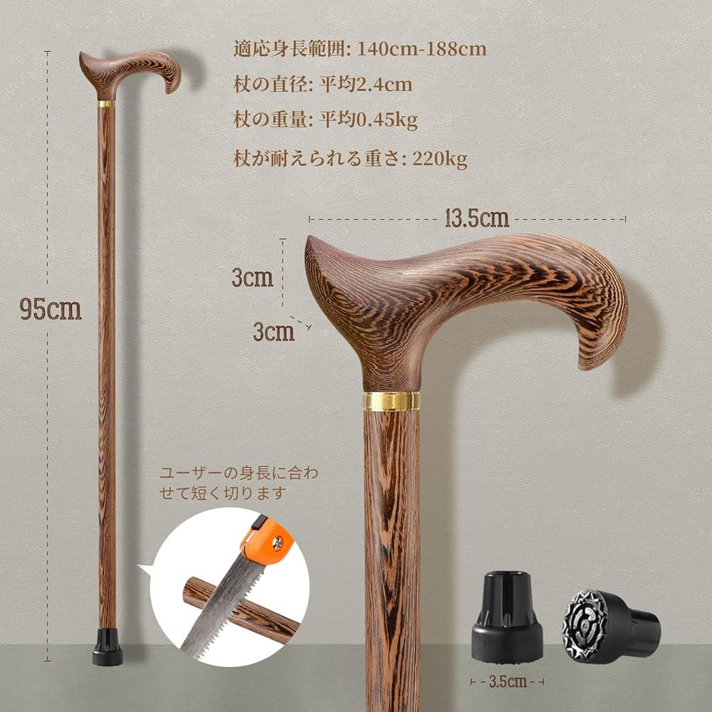 Amazon.co.jp: ispuoocti 木製の杖 男性用 女性用、手作りの天然