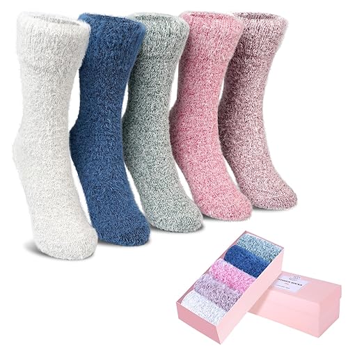 SISOSOCK Fuzzy Cozy Warm Socks for Women-Winter Home Thick Wool