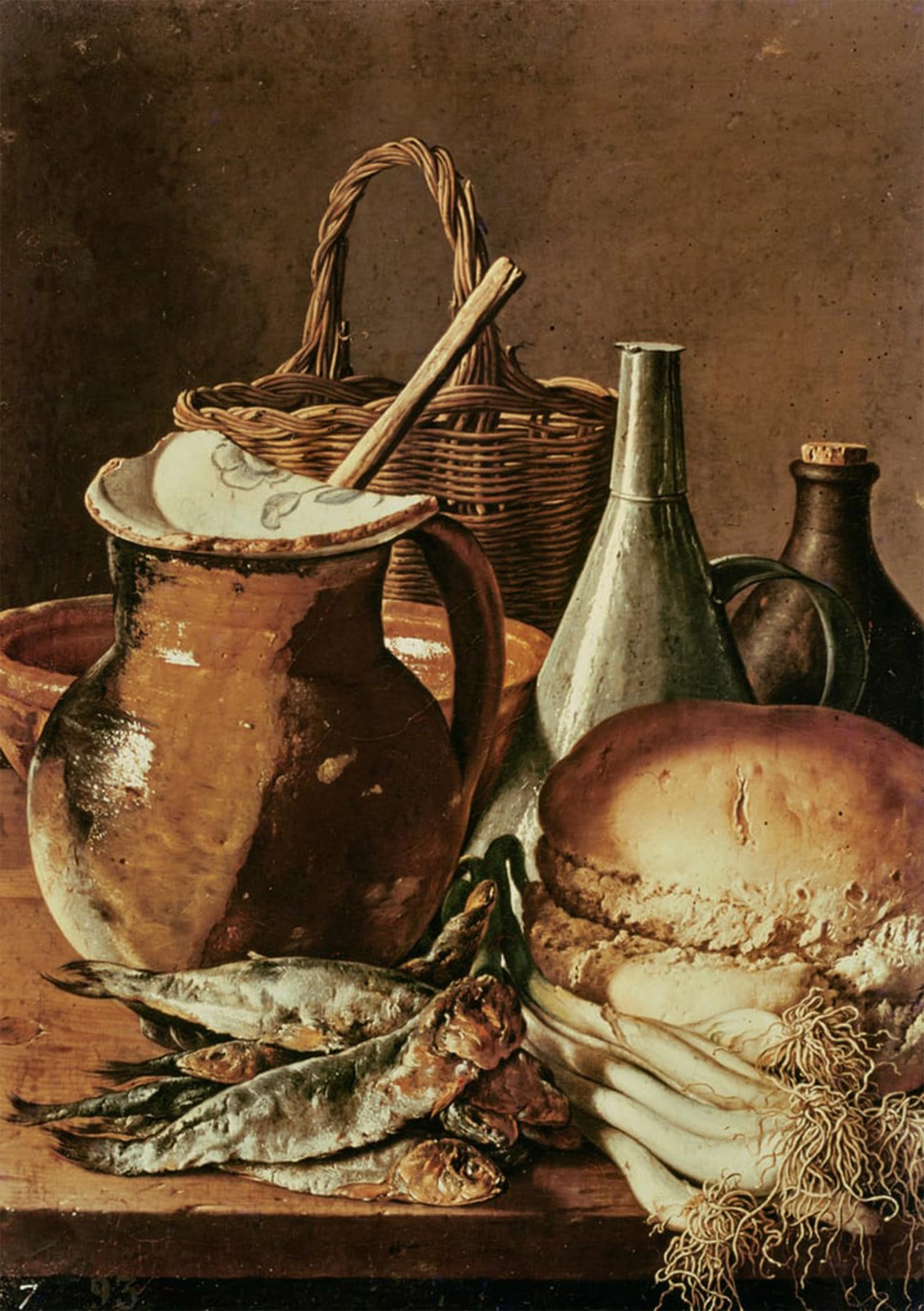 SERENDIPITP Retro Picture Poster Wall Art Pictures Painting Still Life with Bread a Jug and a Napkin by Luis Egidio Melendez Wall Art Canvas Print for Wall Decor 60x90cm