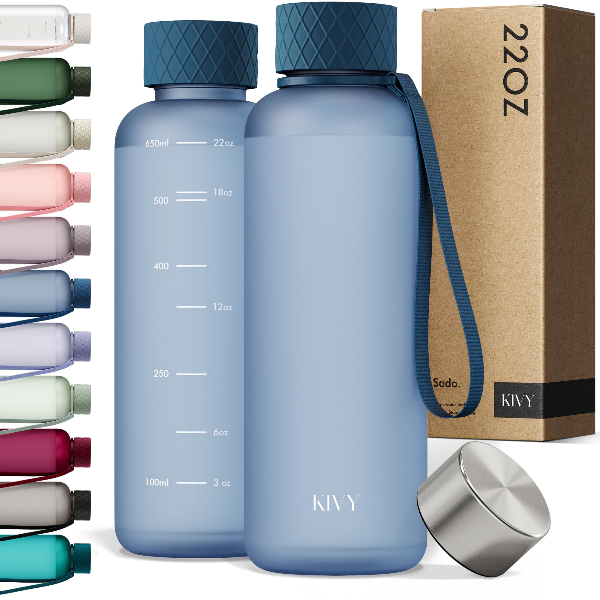 KIVY Borraccia da 650 ml, senza BPA, a prova di perdite e lavabile in lavastoviglie, per bambini e adulti, borraccia piccola, in Tritan, adatta per anidride carbonica