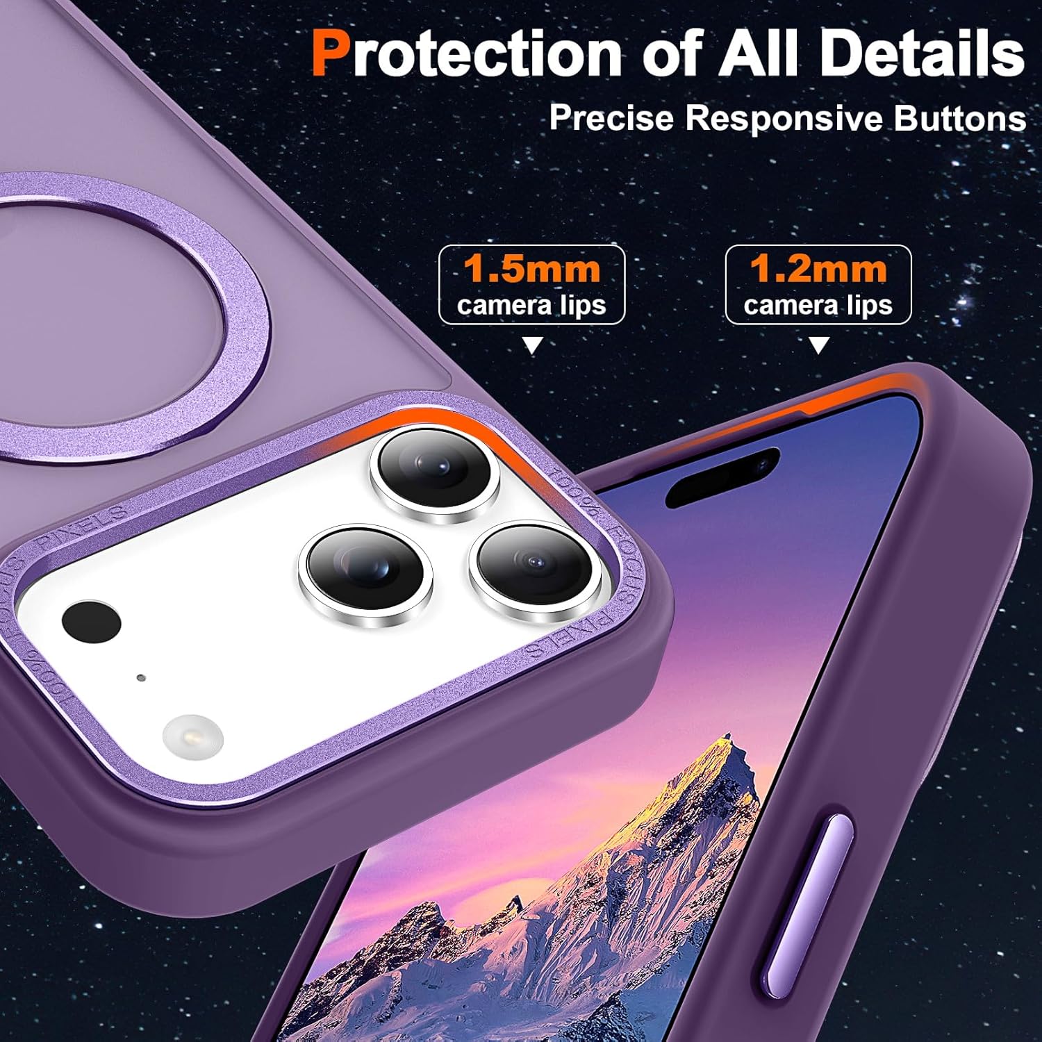 Magnetic for iPhone 17 Pro Max Case with Ring Stand, [10 FT Drop Protection] [Velvety Touch] Slim Translucent Matte Back Shockproof Phone Case for iPhone 17 Pro Max 6.9'', Dark Purple - Image 6