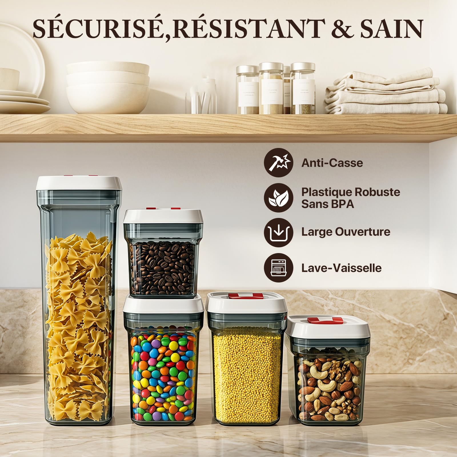 OZD Ensemble de 5 contenants alimentaires hermétiques