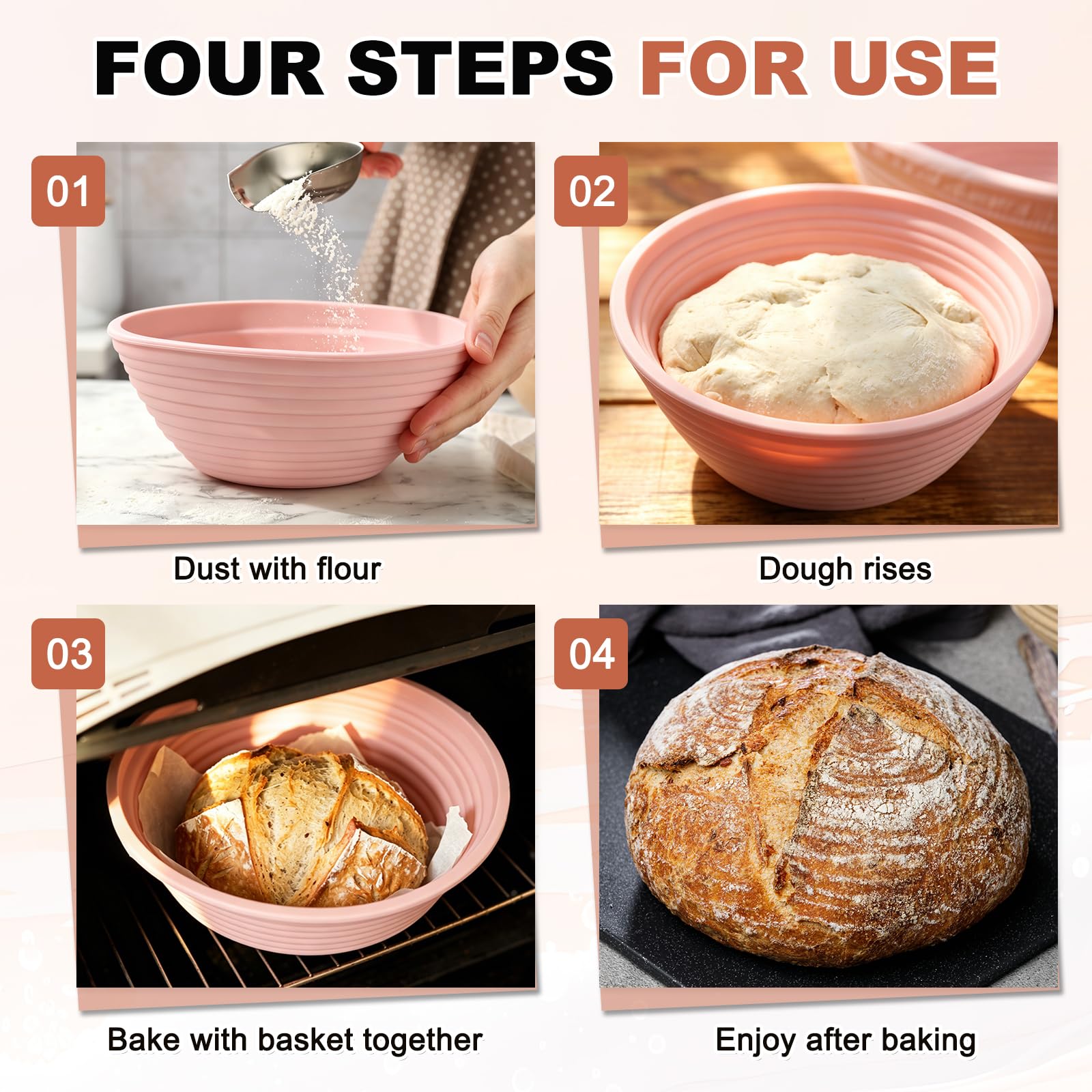 QUARKZMAN Kit de levain (23 cm rond et 25 cm ovale) violet + violet