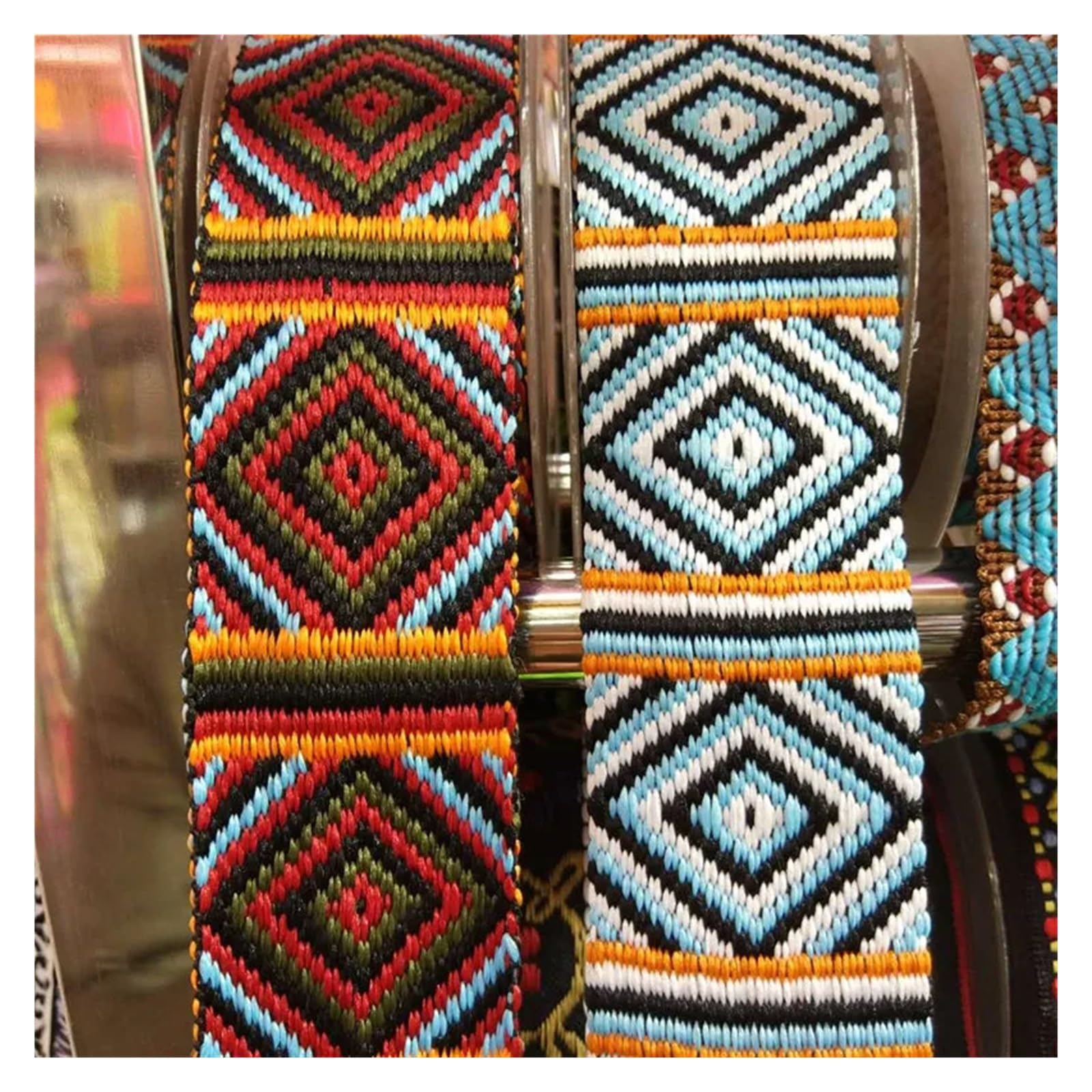 Wstążka tkana żakardowa, Taśma żakardowa poliestrowa, tkana, szerokość 4 cm, 1 jard, wielokolorowa, do dekoracji odzieży(Blue)