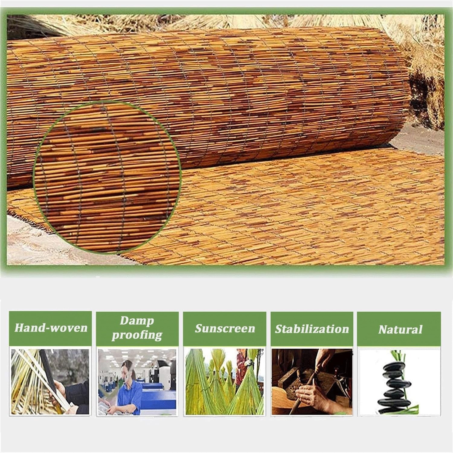 Panel dekoracyjny - Naturalne ogrodzenie do basenu i pokoju na werandzie podwórka, rolka zasłony zewnętrznej (160 x 400 cm) - Zwiększ prywatność i styl
