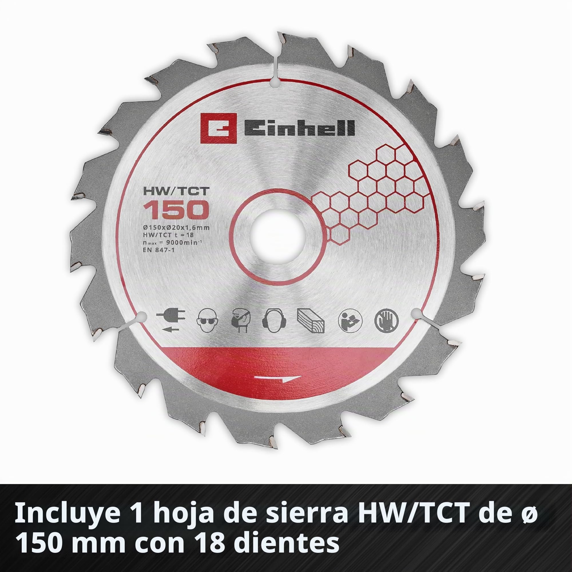 Einhell batería sierra circular manual TE-CS 18/150-2 Li Solo Power X-Change (18 V, hoja de sierra: Ø150 mm, profundidad de corte: 49 mm, ajuste sin herramientas, sin batería)