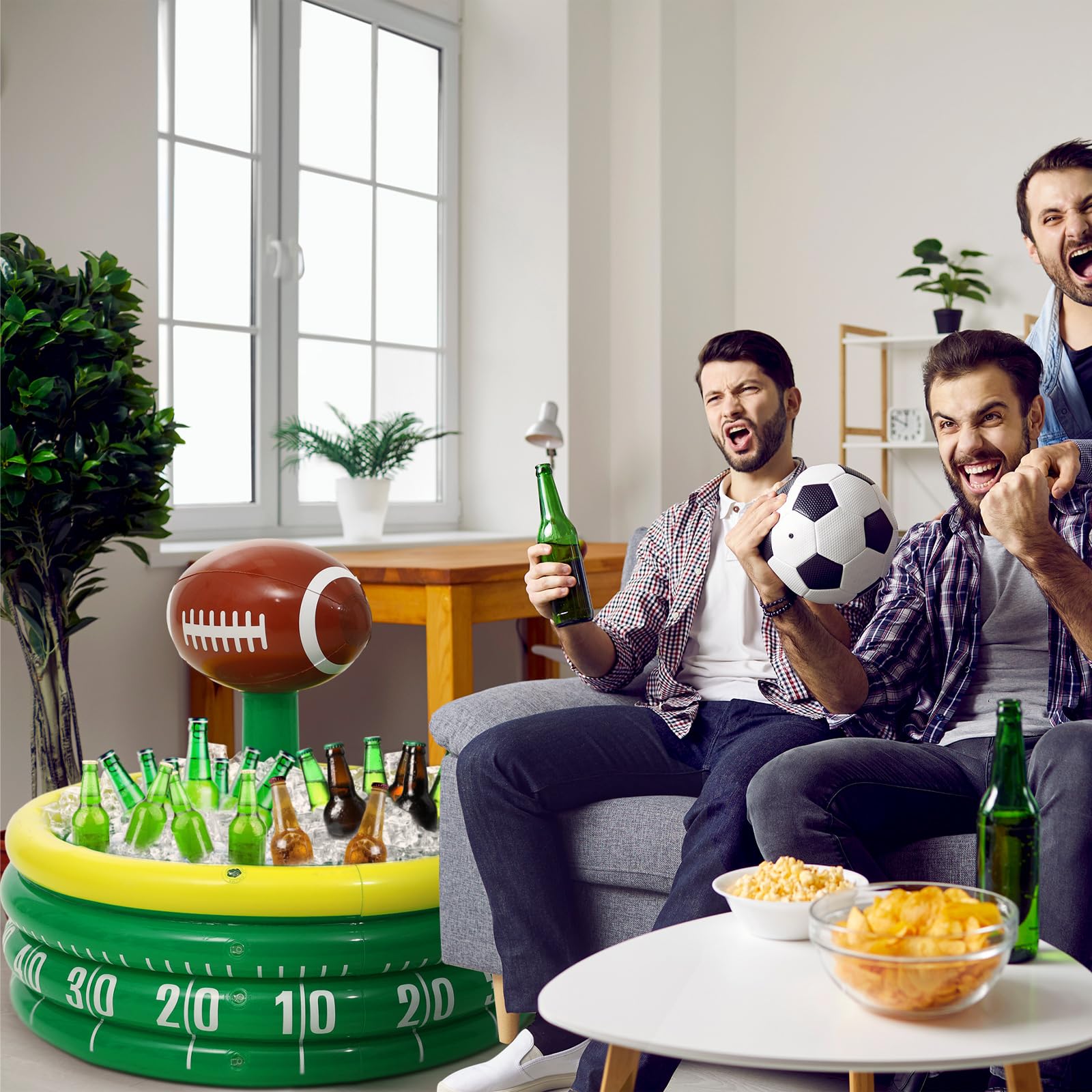 Bencailor 2 Pcs Inflatable Football Cooler for Parties Blow up Drink Rugby Cooler Party Decorations Football Party Supplies Inflatable Ice Bucket for Game Day Picnic Beer (Rugby Style)