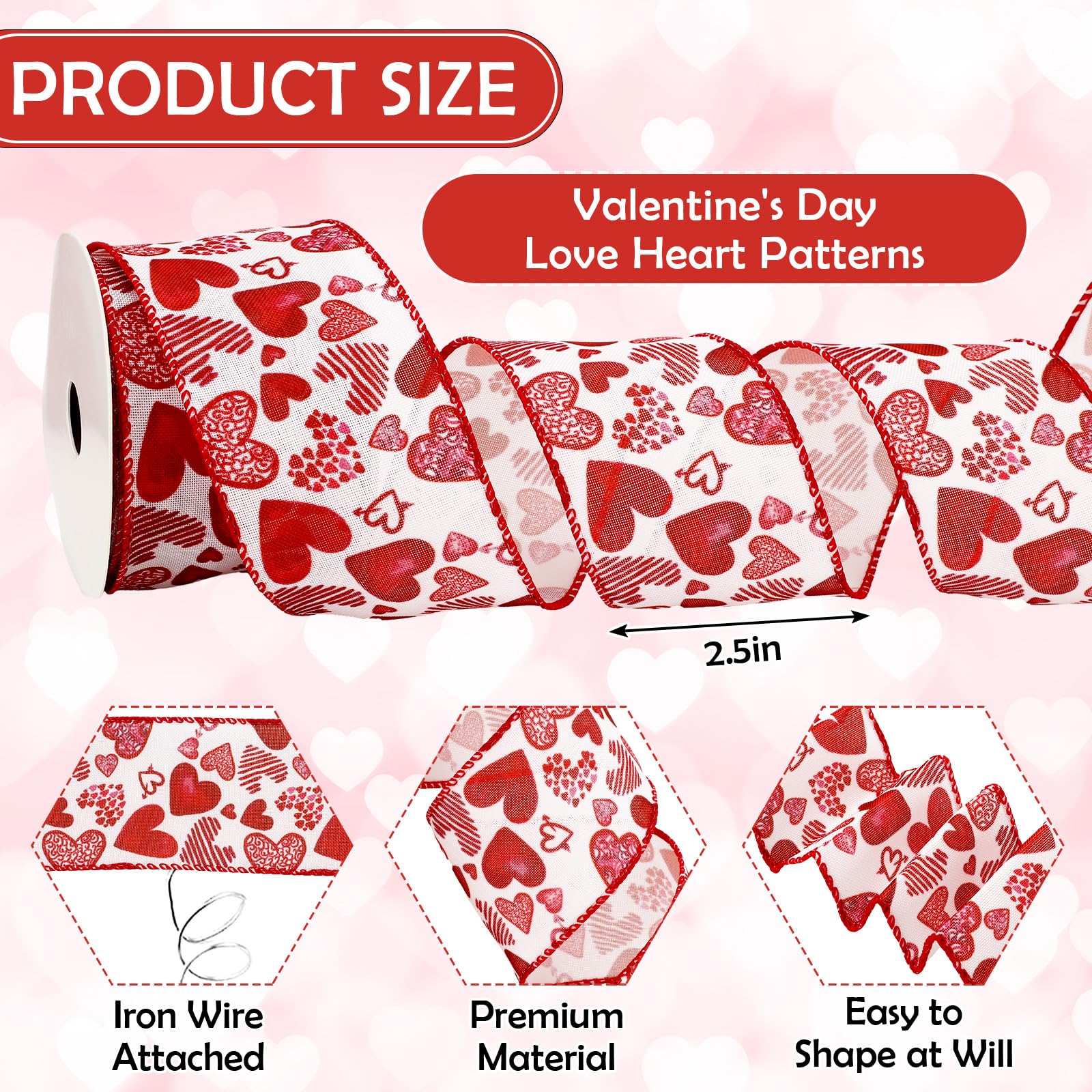 Carte De Voeux De Saint-Valentin, Ruban Avec La Salutation Et Coeurs De