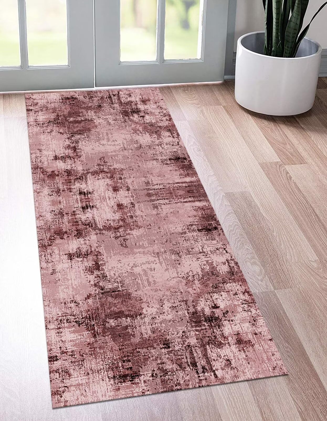 Tapis de Passage Antiderapant Tapisdécoration Rouge Clair Noir Tapis de Cuisine Lavable 60X240CM Tapis de Couloir Anti-Taches d'entrée intérieurs Chambre Paillassons Salon Tapismodernes