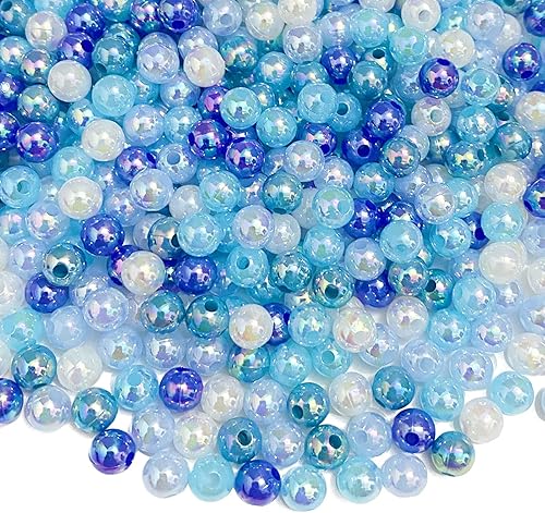 800 cuentas de perlas de 0.236 pulgadas (0.236 in) de colores AB, perlas redondas sueltas con agujeros para coser manualidades, hacer pulseras,