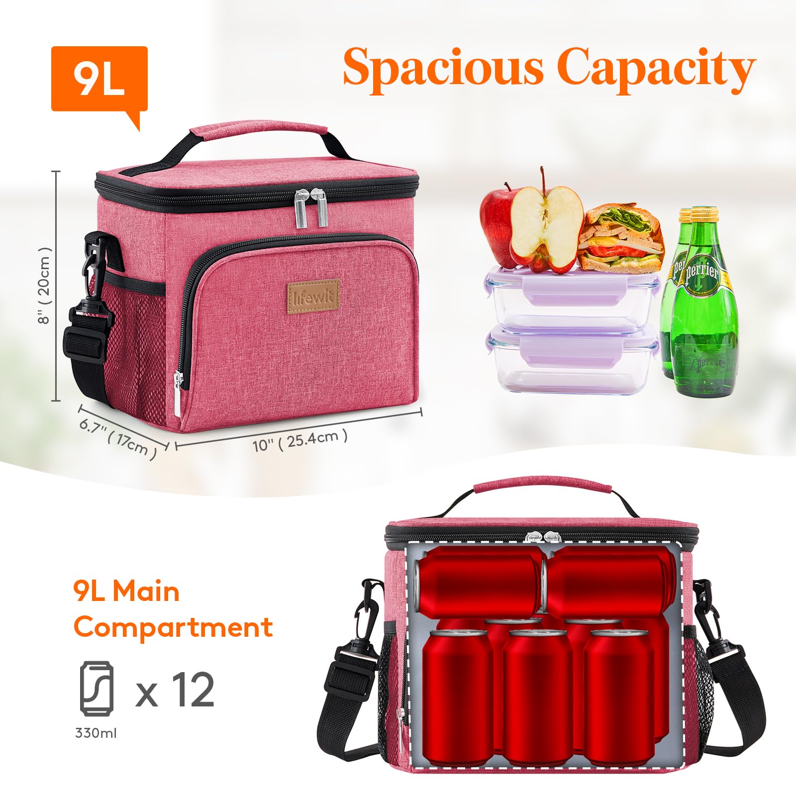 Lifewit Insulated Lunch Bag for Men Thermal Lunch Box for Women Cool Bag Reusable Leakproof Lunch Tote Bag with Adjustable Shoulder Strap for Adult for Work/Picnic/Beach - Image 3