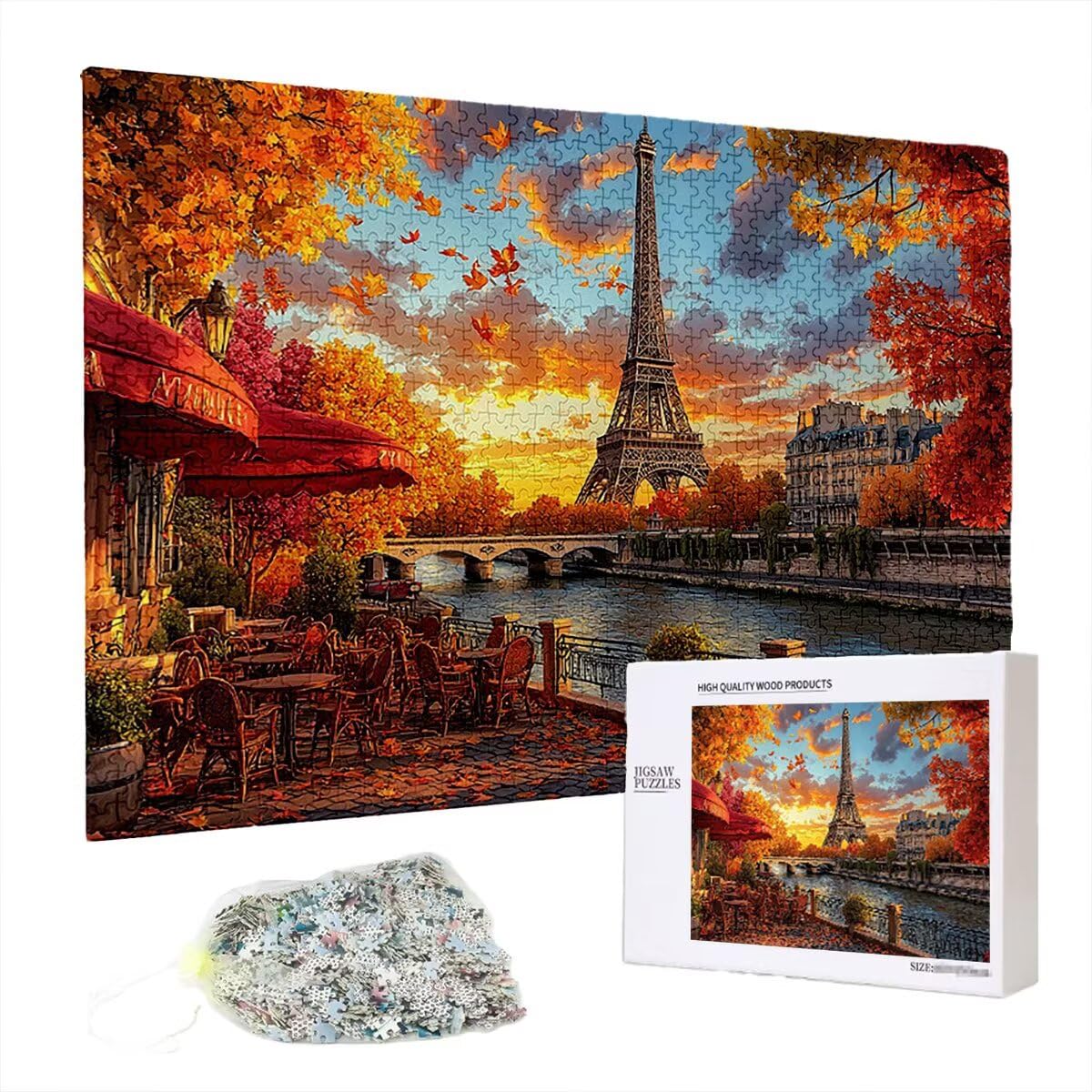 Puzzle 5000 elementów Paryż, krajobraz, 5000 elementów, drewniane puzzle dla dorosłych, trudna łamigłówka, gra logiczna dla całej rodziny, drewniane puzzle do dekoracji salonu, na prezenty, B-10