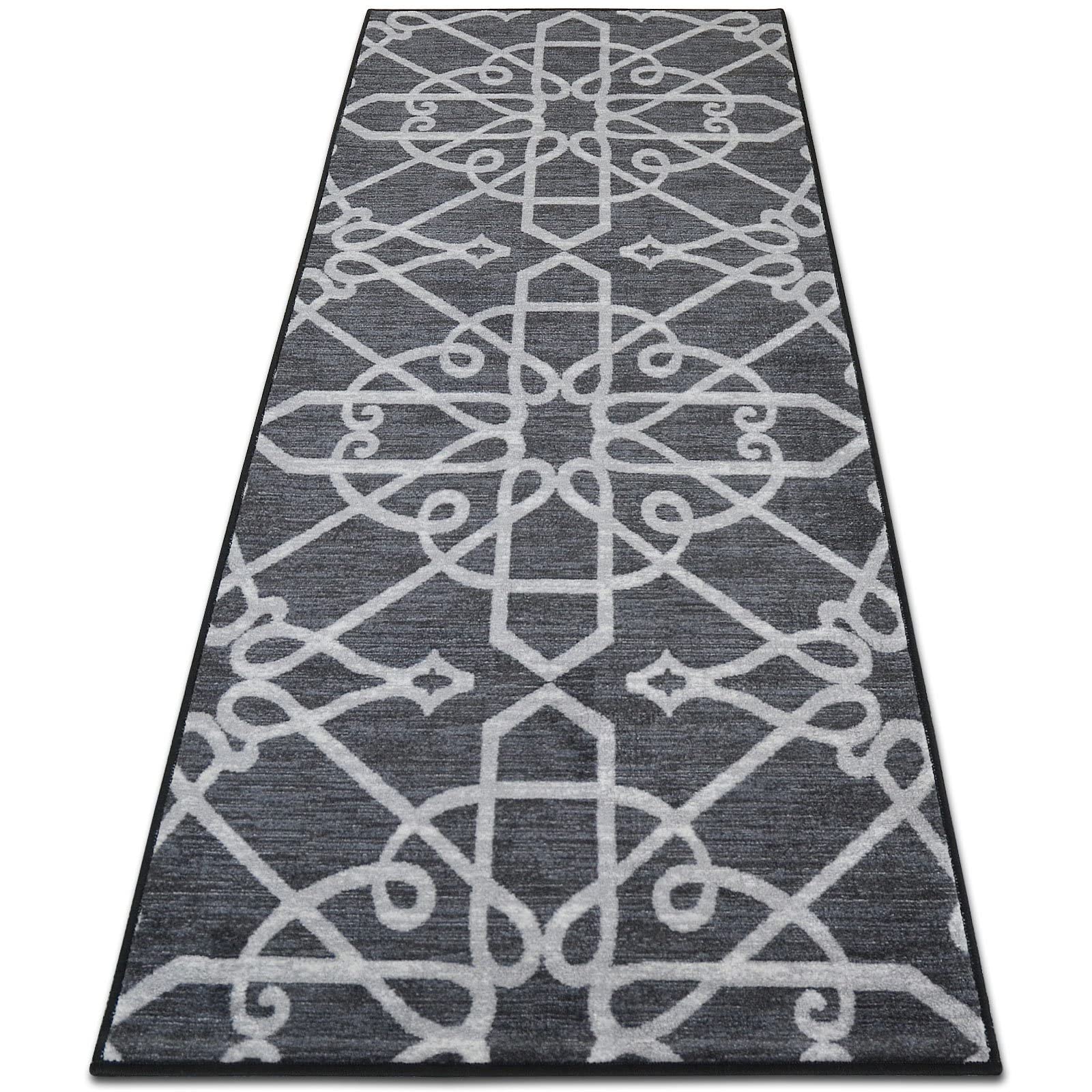Floordirektdywan, bieżnik, towar sprzedawany na metry, chodnik do salonu, korytarza, kuchni itd. | płaskie runo pętelkowe (Navelli, czarny, 80 x 250 cm)