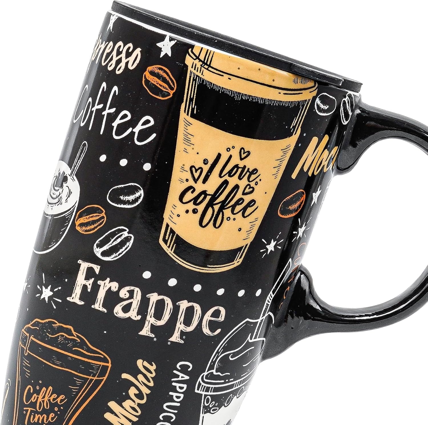Topadorn Ceramic Travel Mug with Handle Coffee Mug Ceramic Latte Tea Mug, Color Boxed, 17 oz, Splash Resistant Lid - Travel Tea Mug for Car Cup Holder, Frappe - Image 9