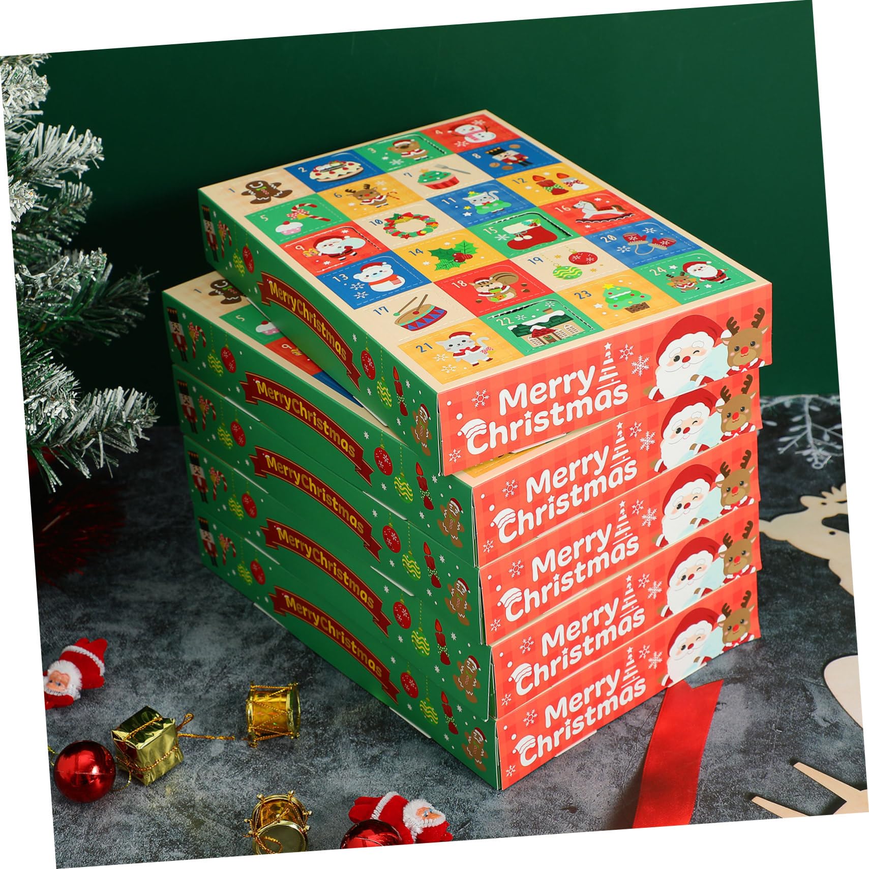 Cabilock 5pezzi Scatole Dell'avvento da Riempire Scatole Regalo Dell'avvento Vuote per Calendario di Natale da Riempire per Vacanze per Conto alla Rovescia di Natale