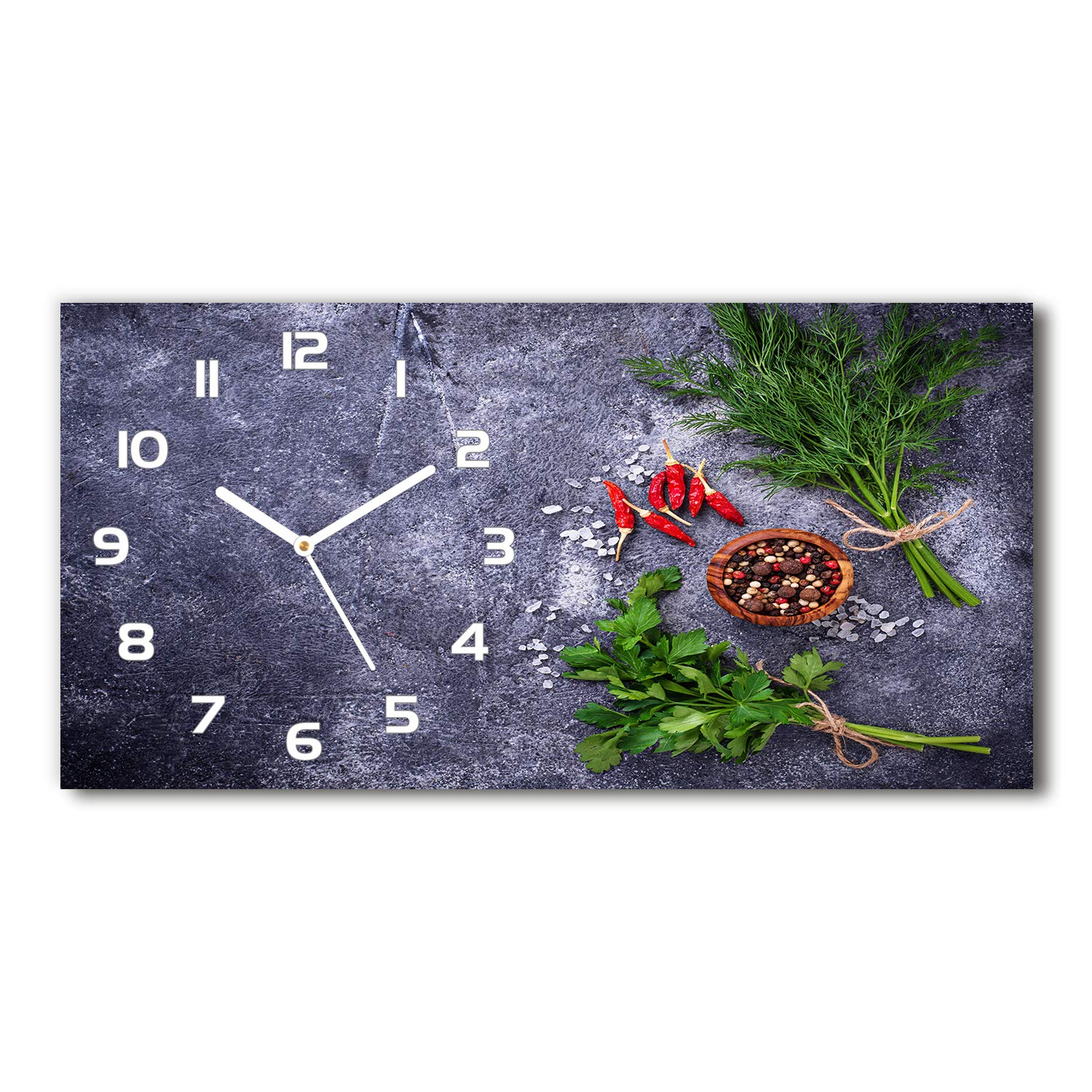 Horloge en verre 60x30cm Tulup herbes et épices sur pied