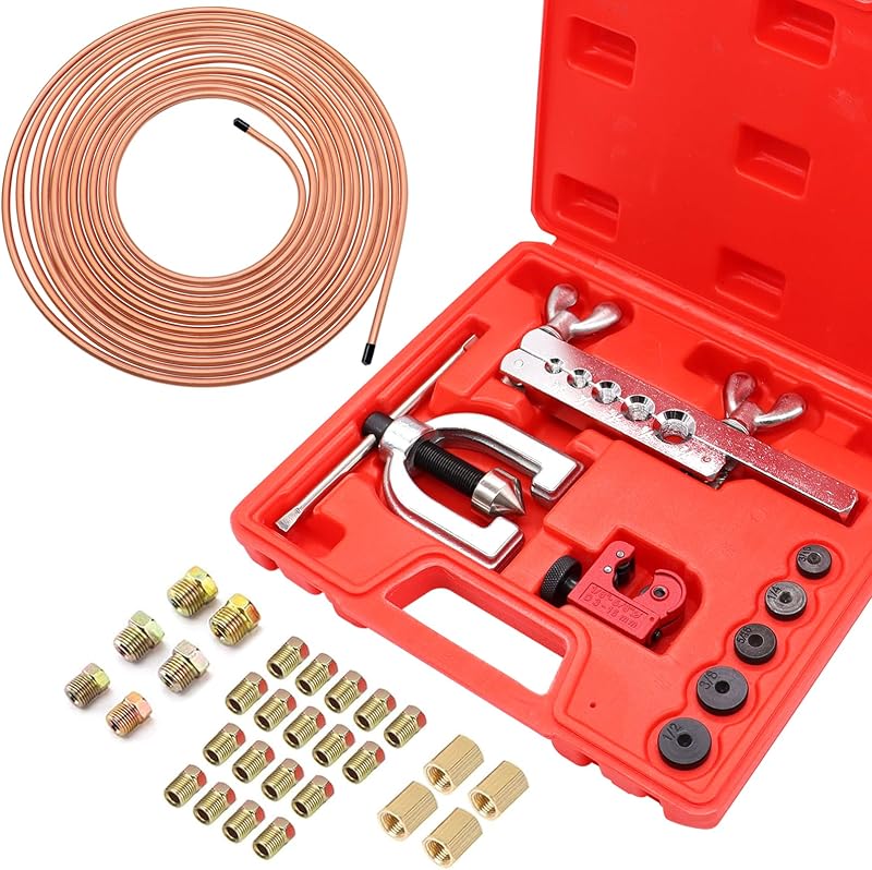 Kit de linha de freio 3/16" Eoppen em aço revestido de cobre com ferramenta de flangeamento – 7,62 m
