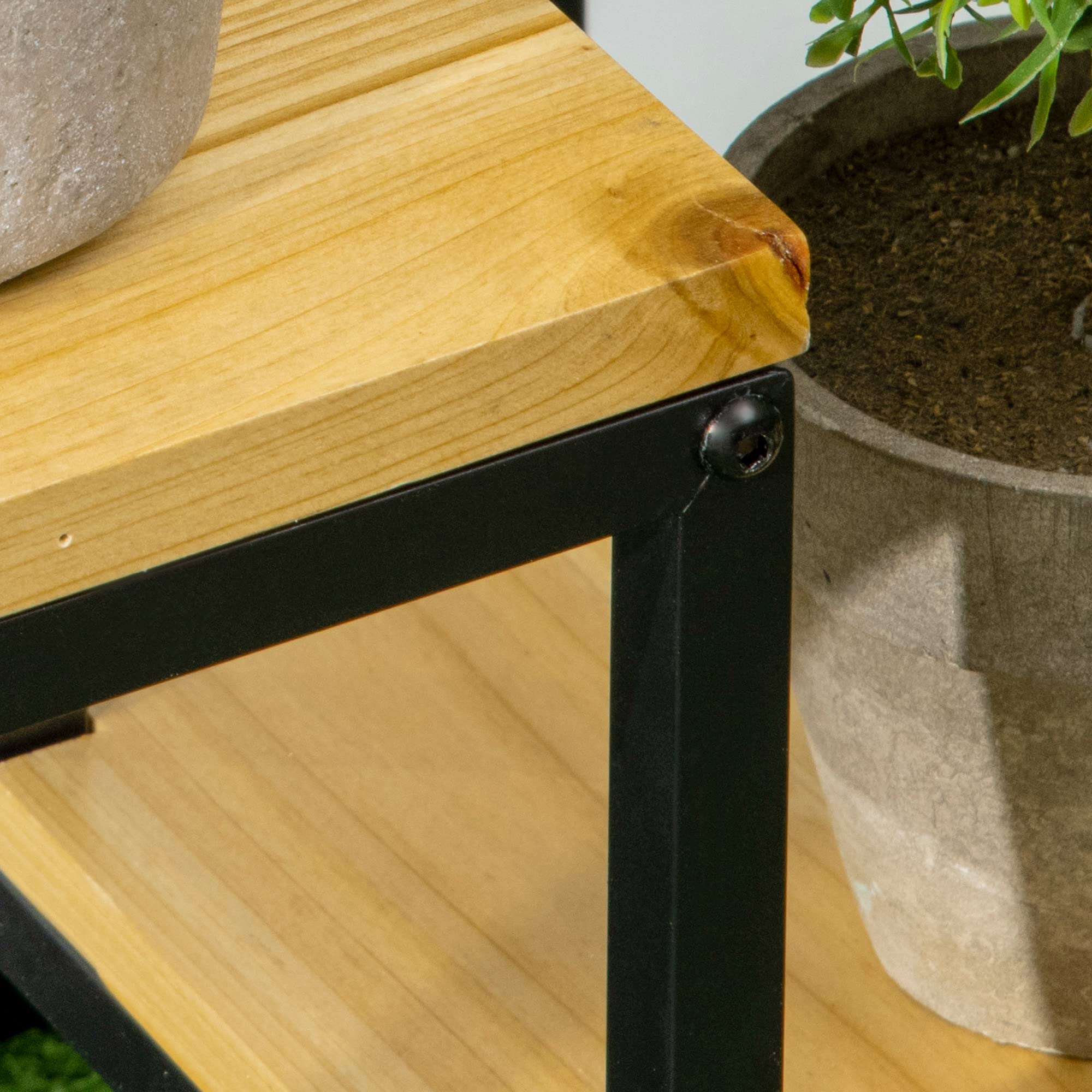 Outsunny Support pour Plantes Étagère à Fleurs 4 Étagères Différentes Hauteurs Structure Acier - 34 x 34 x 66 cm