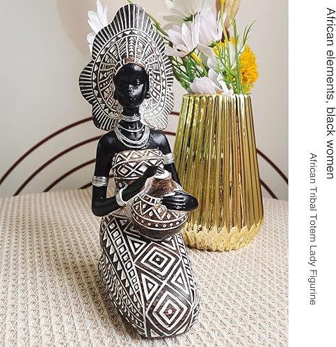 Miniatura 5 de Decoraciones de escultura de África, figuras de tarro africano, decoración del hogar, estatuas de figuras de arte de escritorio, manualidades de